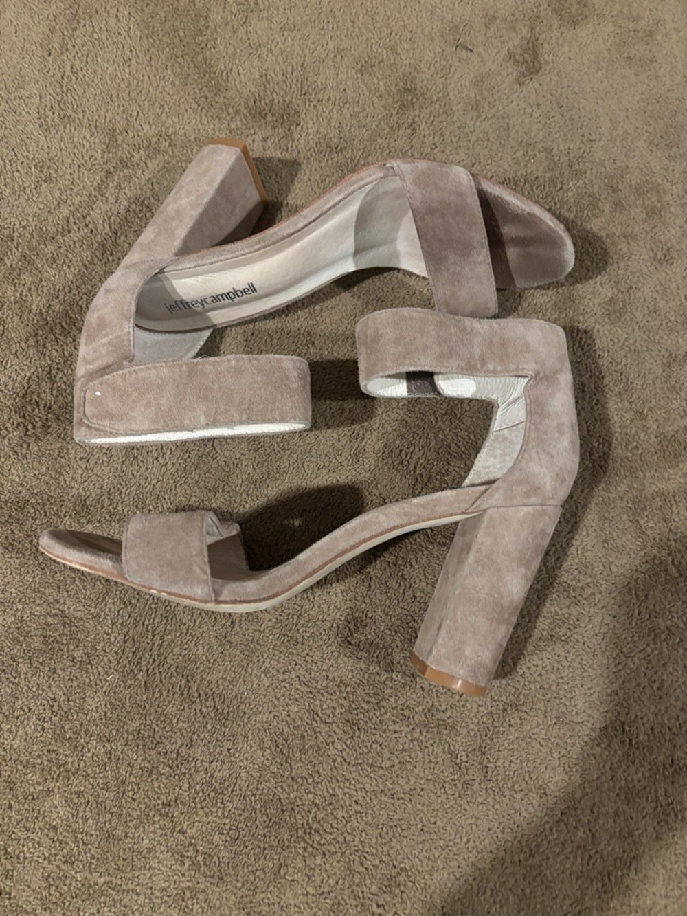 Jeffrey Campbell Taupe Lindsay Suede Block Heel Sandals - Size 8 - Picture 8 of 9